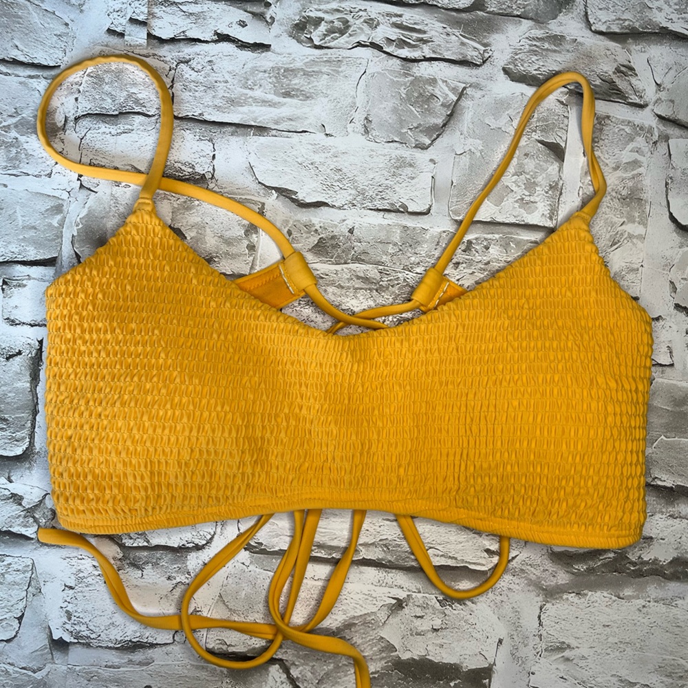 Hollister Yellow Ribbed Bikini Top